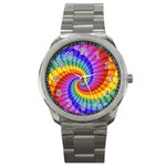 Psychedelic Rainbow Spiral Sport Metal Watch