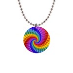 Psychedelic Rainbow Spiral 1  Button Necklace