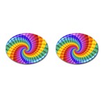 Psychedelic Rainbow Spiral Cufflinks (Oval)