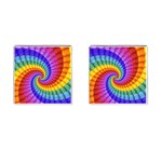 Psychedelic Rainbow Spiral Cufflinks (Square)