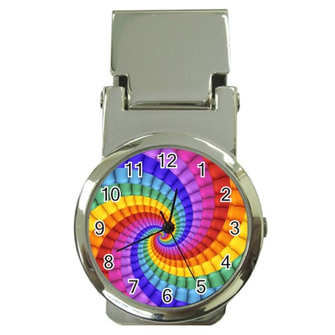 Psychedelic Rainbow Spiral Money Clip Watch from ArtsNow.com Front