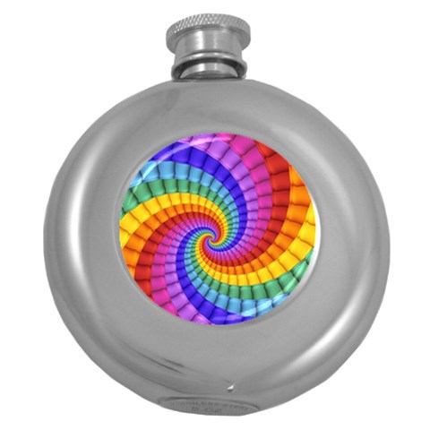 Psychedelic Rainbow Spiral Hip Flask (5 oz) from ArtsNow.com Front