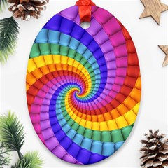 Psychedelic Rainbow Spiral Oval Ornament (Two Sides) from ArtsNow.com Front