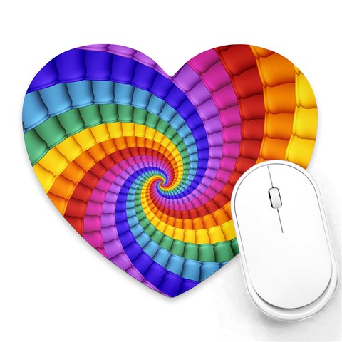 Psychedelic Rainbow Spiral Heart Mousepad from ArtsNow.com Front