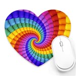 Psychedelic Rainbow Spiral Heart Mousepad