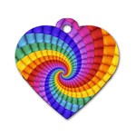 Psychedelic Rainbow Spiral Dog Tag Heart (One Side)