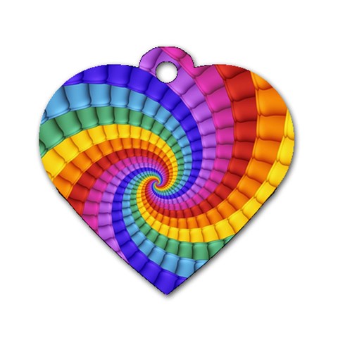 Psychedelic Rainbow Spiral Dog Tag Heart (Two Sides) from ArtsNow.com Front