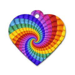 Psychedelic Rainbow Spiral Dog Tag Heart (Two Sides) from ArtsNow.com Front