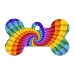 Psychedelic Rainbow Spiral Dog Tag Bone (One Side)