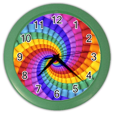 Psychedelic Rainbow Spiral Color Wall Clock from ArtsNow.com Front