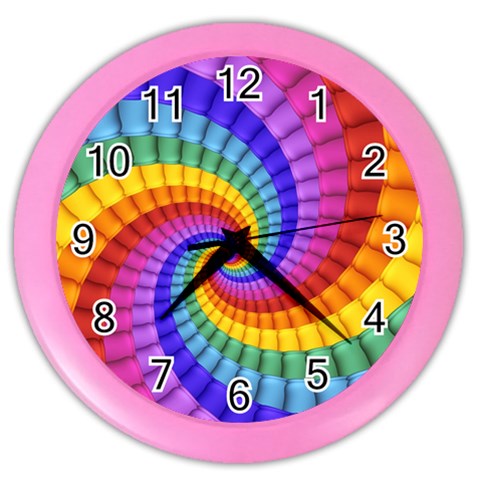 Psychedelic Rainbow Spiral Color Wall Clock from ArtsNow.com Front