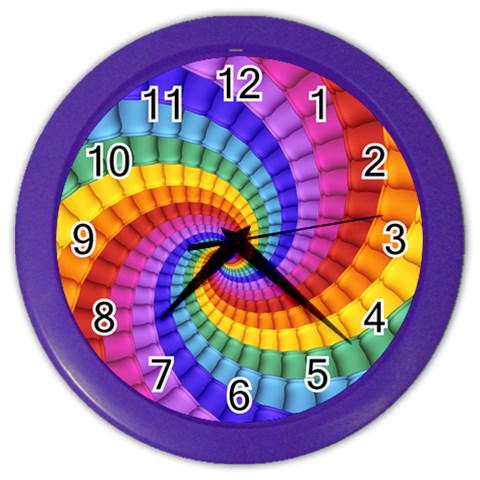 Psychedelic Rainbow Spiral Color Wall Clock from ArtsNow.com Front