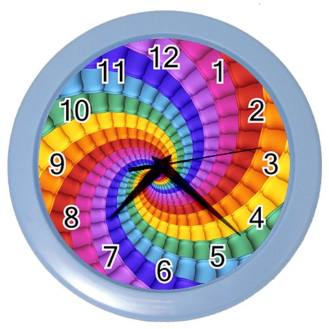 Psychedelic Rainbow Spiral Color Wall Clock from ArtsNow.com Front