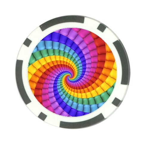 Psychedelic Rainbow Spiral Poker Chip Card Guard from ArtsNow.com Front