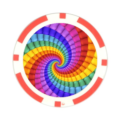 Psychedelic Rainbow Spiral Poker Chip Card Guard from ArtsNow.com Front