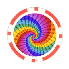 Psychedelic Rainbow Spiral Poker Chip Card Guard from ArtsNow.com Front