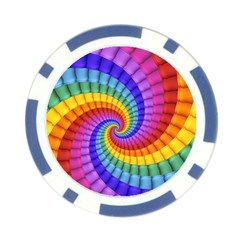 Psychedelic Rainbow Spiral Poker Chip Card Guard from ArtsNow.com Front