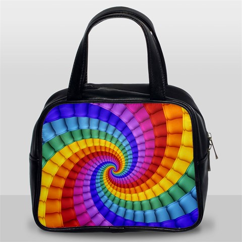 Psychedelic Rainbow Spiral Classic Handbag (Two Sides) from ArtsNow.com Front