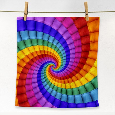 Psychedelic Rainbow Spiral Face Towel from ArtsNow.com Front