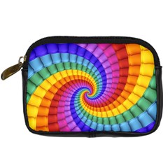 Psychedelic Rainbow Spiral Digital Camera Leather Case from ArtsNow.com Front