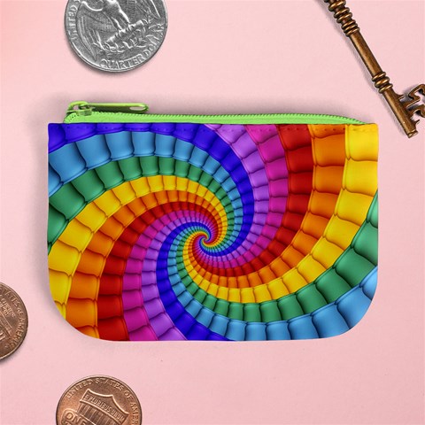 Psychedelic Rainbow Spiral Mini Coin Purse from ArtsNow.com Front