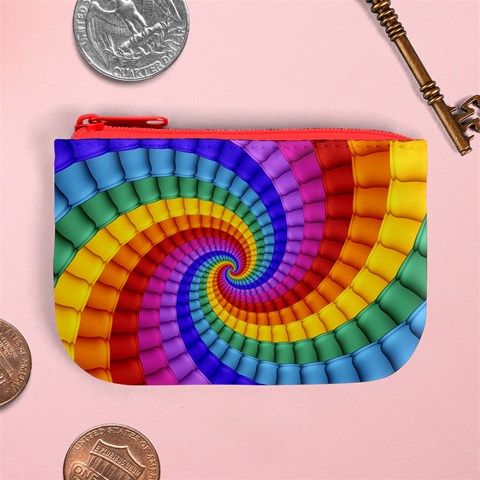 Psychedelic Rainbow Spiral Mini Coin Purse from ArtsNow.com Front