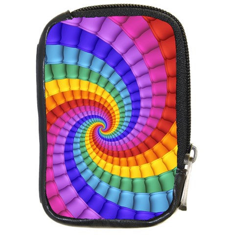 Psychedelic Rainbow Spiral Compact Camera Leather Case from ArtsNow.com Front