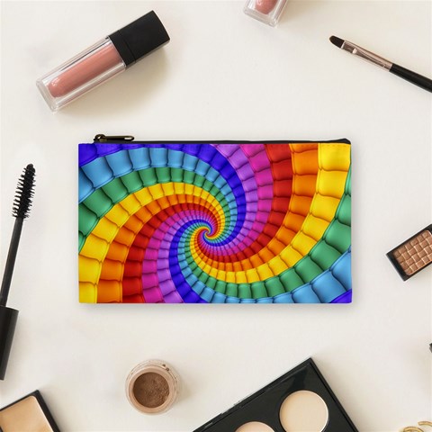 Psychedelic Rainbow Spiral Cosmetic Bag (Small) from ArtsNow.com Front