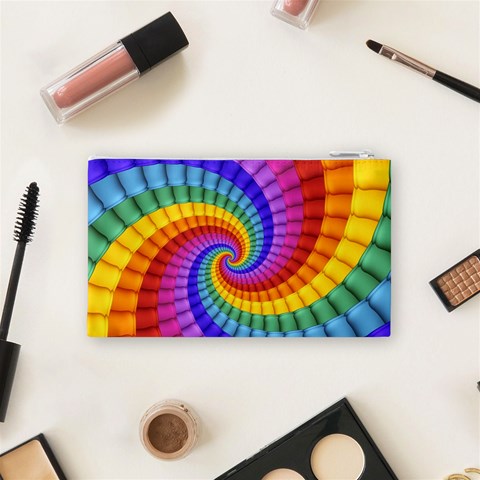 Psychedelic Rainbow Spiral Cosmetic Bag (Small) from ArtsNow.com Back