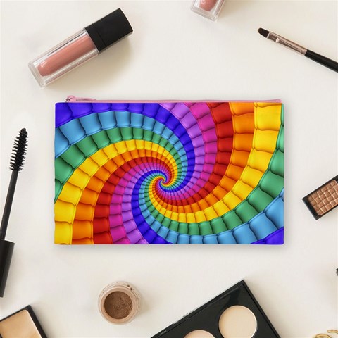 Psychedelic Rainbow Spiral Cosmetic Bag (Medium) from ArtsNow.com Front