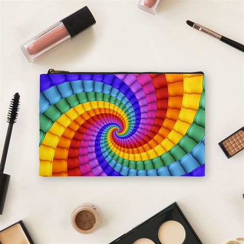 Psychedelic Rainbow Spiral Cosmetic Bag (Medium) from ArtsNow.com Front