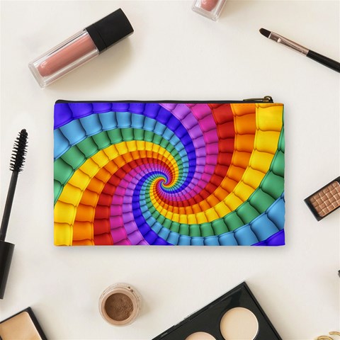 Psychedelic Rainbow Spiral Cosmetic Bag (Medium) from ArtsNow.com Back