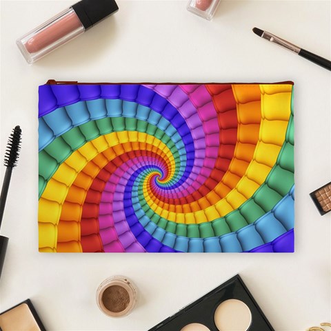 Psychedelic Rainbow Spiral Cosmetic Bag (Large) from ArtsNow.com Front