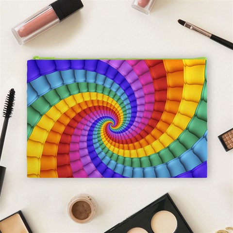 Psychedelic Rainbow Spiral Cosmetic Bag (Large) from ArtsNow.com Front