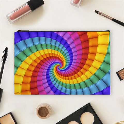 Psychedelic Rainbow Spiral Cosmetic Bag (Large) from ArtsNow.com Front