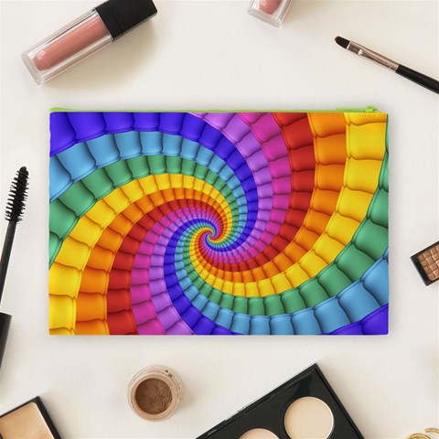 Psychedelic Rainbow Spiral Cosmetic Bag (Large) from ArtsNow.com Back