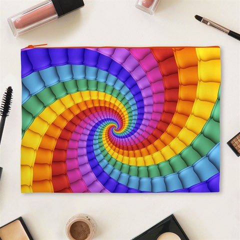 Psychedelic Rainbow Spiral Cosmetic Bag (XL) from ArtsNow.com Front