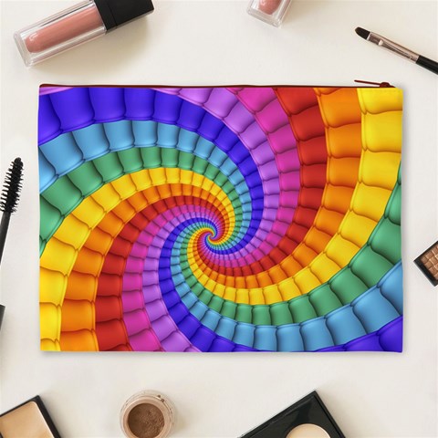 Psychedelic Rainbow Spiral Cosmetic Bag (XL) from ArtsNow.com Back