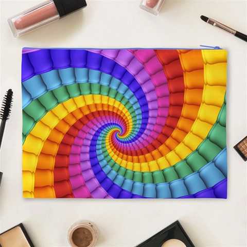 Psychedelic Rainbow Spiral Cosmetic Bag (XL) from ArtsNow.com Back