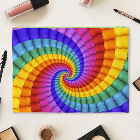 Psychedelic Rainbow Spiral Cosmetic Bag (XL) from ArtsNow.com Back