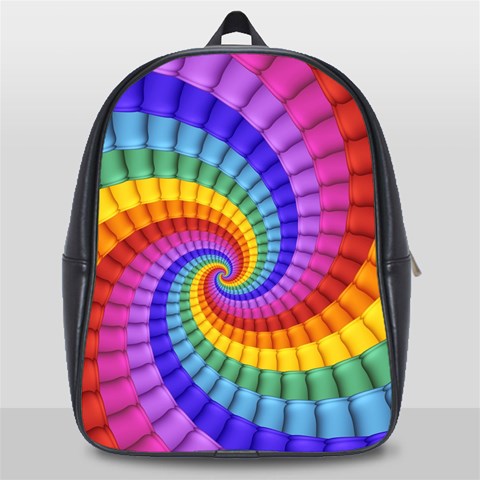 Psychedelic Rainbow Spiral School Bag (Large) from ArtsNow.com Front