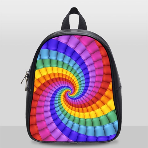 Psychedelic Rainbow Spiral School Bag (Small) from ArtsNow.com Front