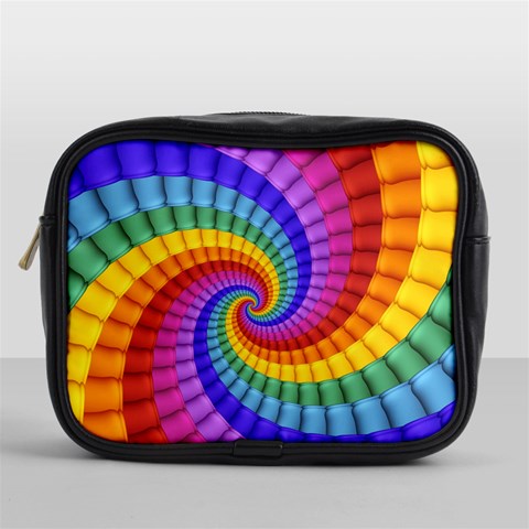 Psychedelic Rainbow Spiral Mini Toiletries Bag (One Side) from ArtsNow.com Front