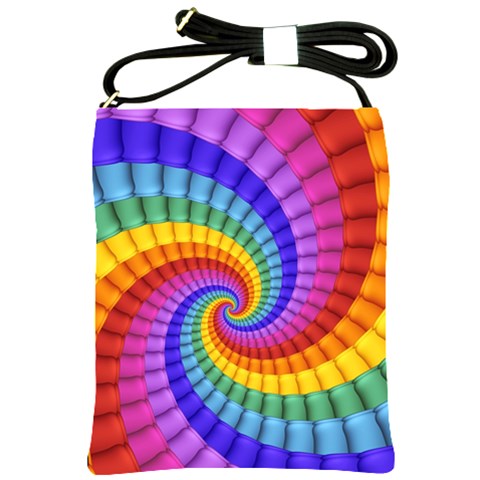 Psychedelic Rainbow Spiral Shoulder Sling Bag from ArtsNow.com Front