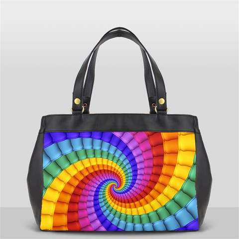 Psychedelic Rainbow Spiral Oversize Office Handbag (2 Sides) from ArtsNow.com Front