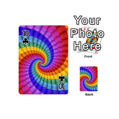 Psychedelic Rainbow Spiral Playing Cards 54 (Mini) from ArtsNow.com Front - Club10