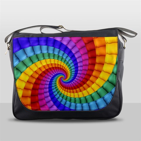 Psychedelic Rainbow Spiral Messenger Bag from ArtsNow.com Front