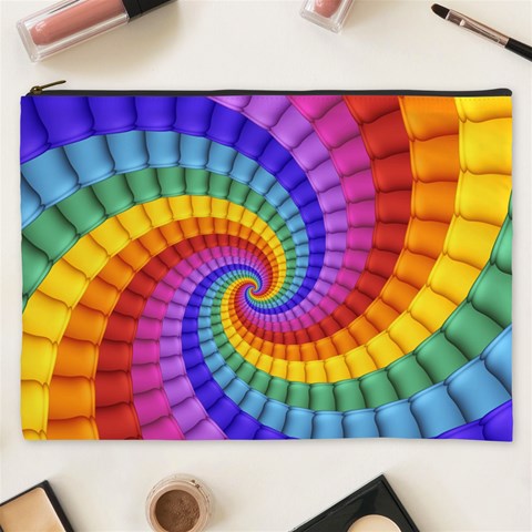 Psychedelic Rainbow Spiral Cosmetic Bag (XXXL) from ArtsNow.com Front