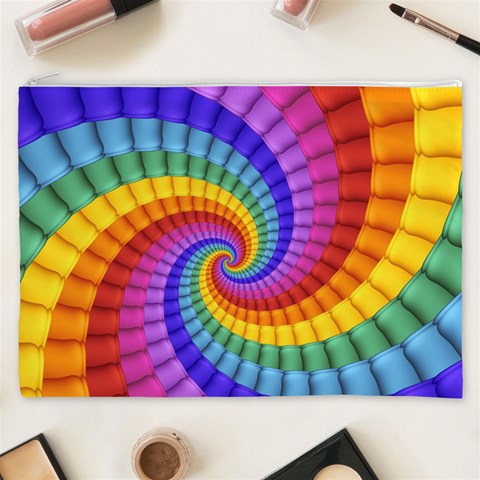 Psychedelic Rainbow Spiral Cosmetic Bag (XXXL) from ArtsNow.com Front