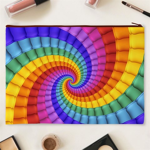 Psychedelic Rainbow Spiral Cosmetic Bag (XXXL) from ArtsNow.com Back